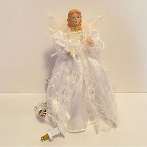 10" White Lighted Angel Tree Topper New